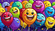© Adobe - Colorful Smiling Balloons, Happy Party Emotions, Smiley Faces, Vector Illustrations