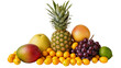 © Elowen - Assortment of fresh tropical and citrus fruits including pineapple mango grapefruit grapes lime pomelo, and kumquats