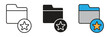 © sunaerih - Analysis of Favorite File or Folder Icons. Vector icon of a document folder featuring a prominent star symbol, representing favorite, bookmarked, or highly important digital files.