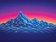 © Sumit - Print  Abstract Low-Poly Mountain Landscape with Glowing Wireframe Lines, Animated Gradient Sky, Futuristic Digital Art Background, Seamless Loop Motion Design, Minimal Tech Vector Illustration