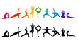© Tutung - Yoga poses collection with colorful watercolor and black silhouettes