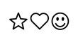 © Mehedi - Simple minimalist symbols set star heart smiley face with happiness positive favorite feedback emoticon cheerful elements abstract universal communication expression affection