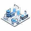 © JOKO - Industrial water treatment plant isometric illustration.