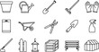 © Musharof - Gardening tools icon set black line art vector illustrations