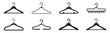 © Jeremy_Show - Clothes hanger icon set. Wardrobe and fashion boutique rack symbols. Garment storage and laundry service icons. Vector illustration. Vector Graphic. EPS 10