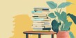 © Rachel Yee Laam Lai - Minimalist pastel illustration of a book stack on a table