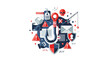 © Victor - Phishing Attack Concept Illustration with Fish Hook, Security Shields, and Email Scam Icons - Cyber Crime and Data Protection Vector