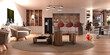 © murattellioglu - luxury home kitchen and dining room, 3d rendering
