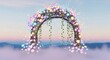 © KloberanJaya - Arco floral com flores iluminadas sobre um fundo enevoado.