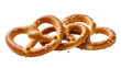 © Francisco - Isolated tasty trio of freshly baked golden brown German pretzels with salt crystals.