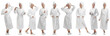 © New Africa - Beautiful woman wearing bathrobe. Collection of portraits on white background