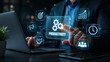 © nattapong - Enhance productivity with digital tools and strategies, showcasing gears and icons representing growth, time management, and collaboration in modern workspace