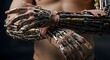 © Animation - Cyborg robotic arm on human body.