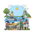 © Putra - Volunteers cleaning environment, removing waste, charity vector illustration