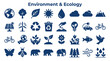 © Iconique Studio - Diverse collection of environment and ecology icons representing nature conservation sustainability and global awareness