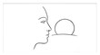 © Retno - Minimalist Line Art Sketch of Woman Profile and Sun on Horizon