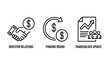 © Md - Corporate finance and investor relations icons with investor relations shareholder handshake business agreement investment corporate document financial partnership analysis statistics