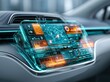 © alphaspirit - Dashboard display shows navigation and data in modern car at a busy city location during daytime