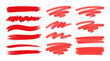 © Mark - Red brush stroke underline and marker highlight collection