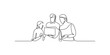 © Akhi - Colleagues looking at laptop screen single line drawing vector