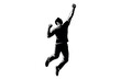 © graphixarrow - Energetic silhouette of a young man jumping with arms raised in exuberant celebration