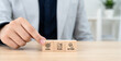 © Omid studio - Goal, plan, action, business strategic planning concept. Wooden blocks labeled 'Goal' 'Plan' and 'Action' representing strategic progression toward success. Business motivation and inspiration concept