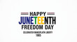 © jamed - Juneteenth Freedom Day celebration banner with colorful text and golden stars on dark blue background