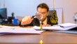 © New - A professional auditor in a dark suit examines documents with a magnifying glass, symbolizing investigation, precision, accountability, and the pursuit of truth in detailed analysis.