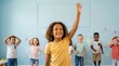 © Tikka MS - Group of diverse children having fun and playing in a classroom.