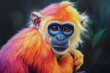 © Olegarx525 - Color-changing monkey expressively displays vibrant hues based on emotions in a lively jungle environment
