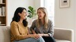© Svitlana - Two women laughing together in casual portrait, high value commercial stock image, neutral unbranded scene, realistic photography, natural light, sharp focus, clean composition, useful copy space,