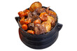 © Aninka - Traditional South African Potjiekos Stew in Cast Iron Pot Isolated on Transparent Background