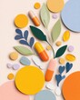 © MarinkaLev - minimalist editorial packaging illustration of organic vitamins with clean botanical elements and modern wellness branding