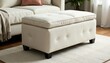 © ทุติยาภรณ์ หงษา - Beige linen ottoman with hidden storage Stylish & functional home accent , cozy, ottoman, beige ottoman