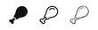 © drawing lines - Fried chicken leg drumstick icons in three different graphic styles on white background