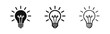 © drawing lines - Light bulb idea icons set in solid outline and hand drawn sketch styles