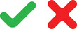 © uniqueartr - red crossmark, green checkmark, right tick mark and wrong x letter vector illustration on transparent background