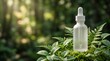 © 호영 윤 - Elegant blank organic cosmetic serum bottle mockup with natural green copy space