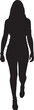© Curto - vector, black and white silhouette of front view of a young girl walking