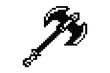 © SWORNALY - Black pixelated axe illustration, classic video game style