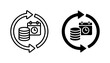 © Arman - Circular Arrows with Calendar and Coins Icons, Time and Money Cycle, Business Finance Workflow Vector Set