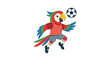 © Warna - Funny Parrot Playing Soccer - Cartoon Mascot Character