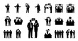 © Mohammad - Business people meeting silhouettes set with corporate communication speaking coworkers presentations vector illustration isolated