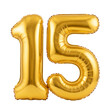 © Matt - Gold foil number 15 balloons transparent background