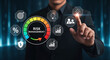 © Nasima88 - Businessman touching risk management assessment interface screen with financial icons