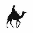 © Reni - Silhouette of a Man Riding a Camel Vector Illustration Isolated on White Background