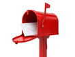 © digitalproducts - Red mailbox with white envelope open for delivery isolated on transparent background