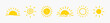 © Мария Кривецкая - Set of bright yellow minimal hand-drawn different sun on white background, drawing, simple cute vector illustration hand-drawn in doodle flat style