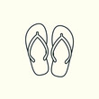 © Hendrasaputra - Detailed beach sandals flip flops line art icon illustration.