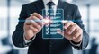 © MdMosahid - Businessman interacting with a digital checklist on a transparent screen
